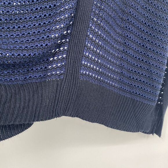 Lane Bryant Chunky Knit Sleeveless Cardigan Jacket Open Front Crochet Navy Black - Picture 9 of 15